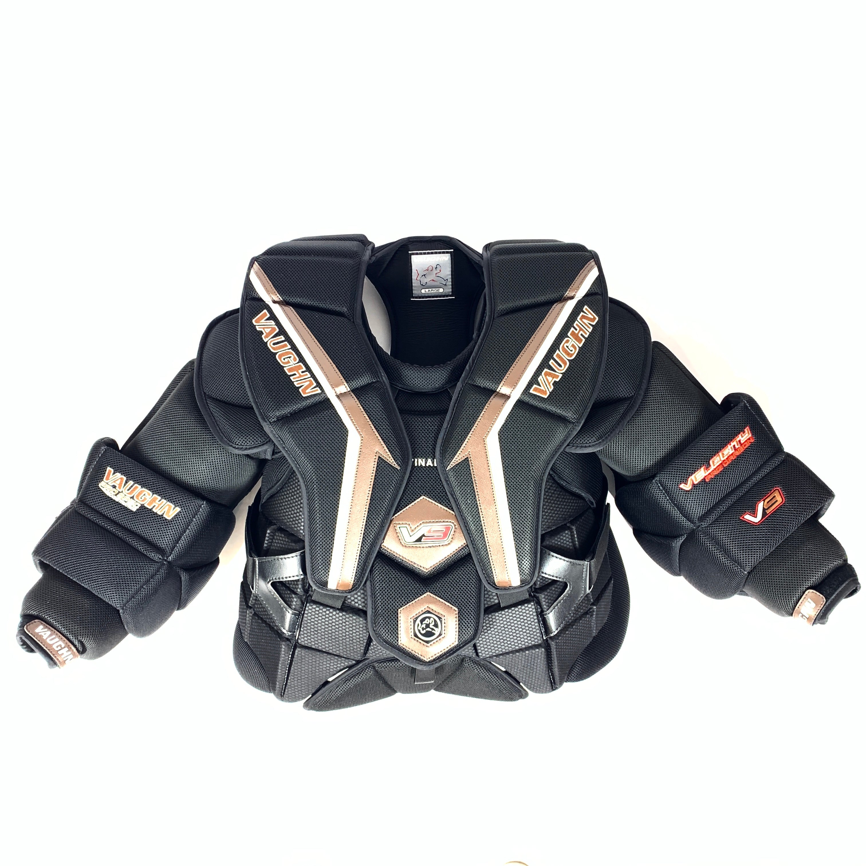 Vaughn Velocity V9 - New Pro Stock Goalie Chest Protector (Black/Brown)